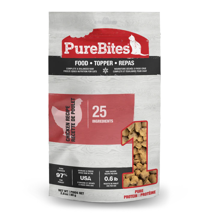 PureBites Freeze Dried Food Toppers For Cats - Chicken 80g