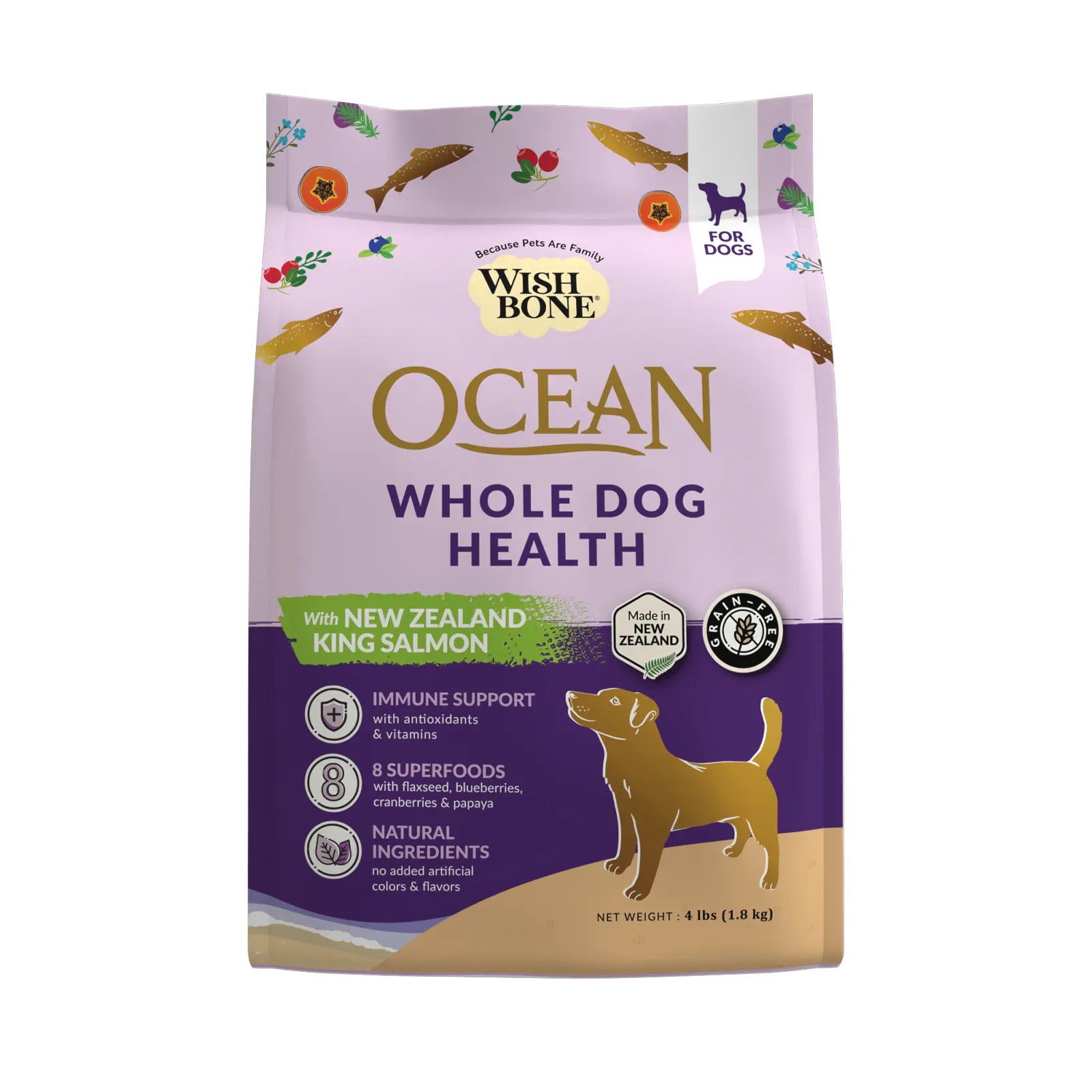 Wishbone Ocean Whole Dog Health (Real New Zealand King Salmon) - All Life Stages