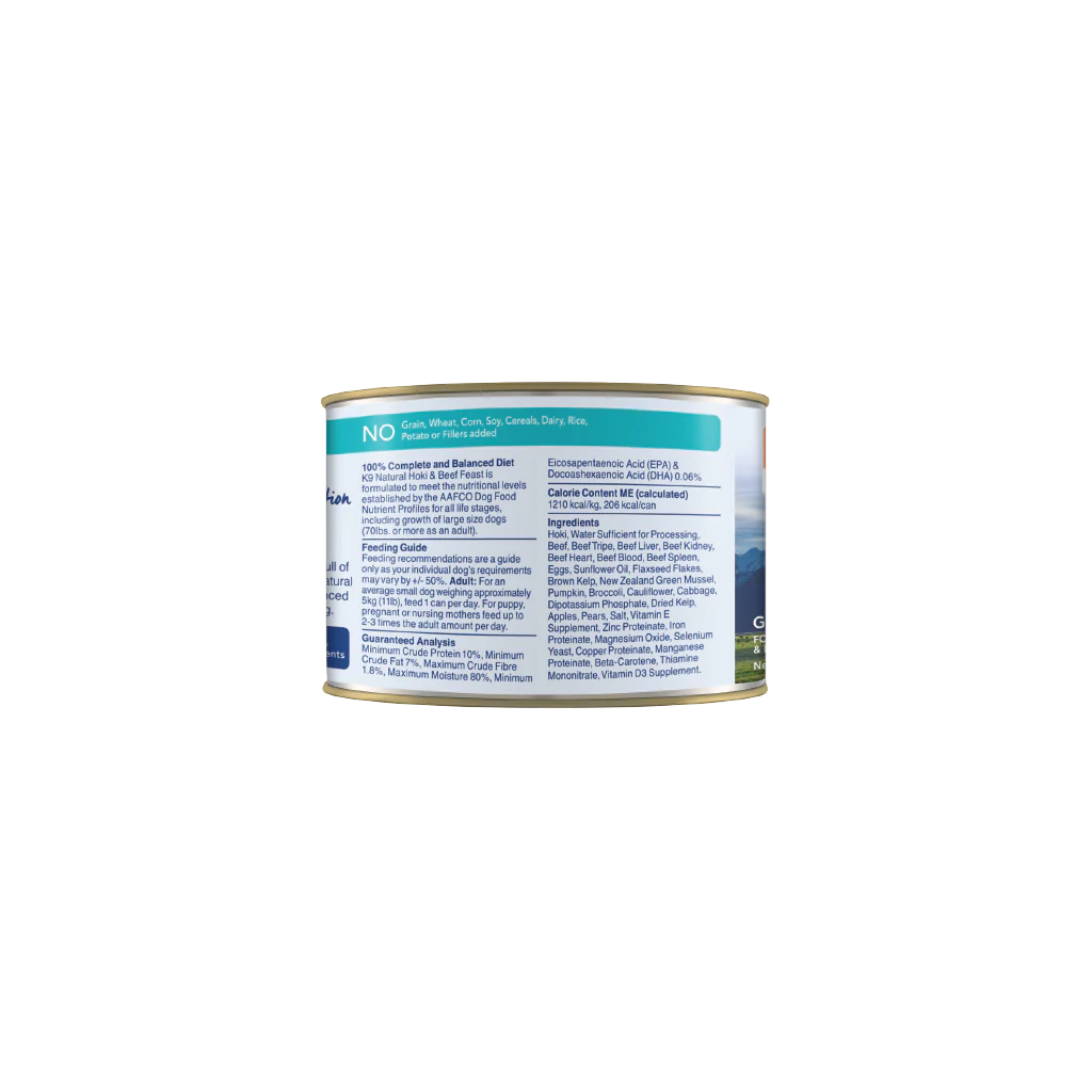 K9 Natural Canned Dog Food - Hoki & Beef Feast