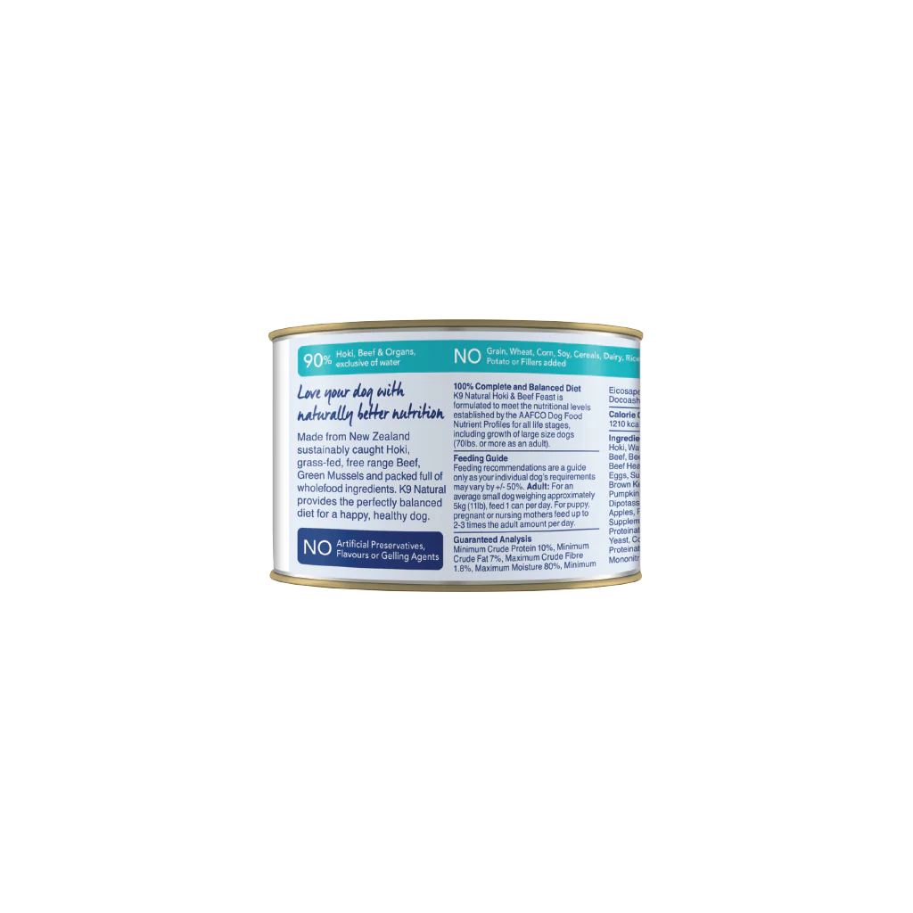 K9 Natural Canned Dog Food - Hoki & Beef Feast