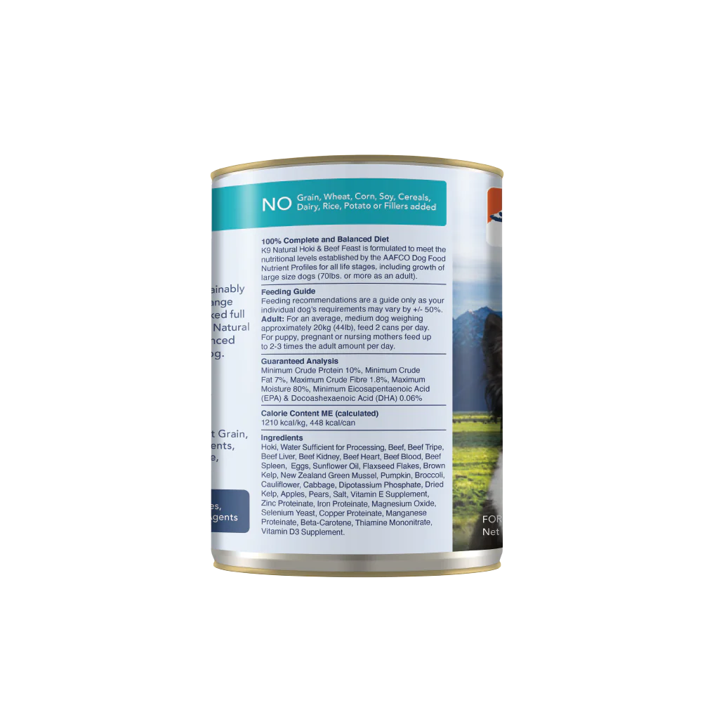 K9 Natural Canned Dog Food - Hoki & Beef Feast