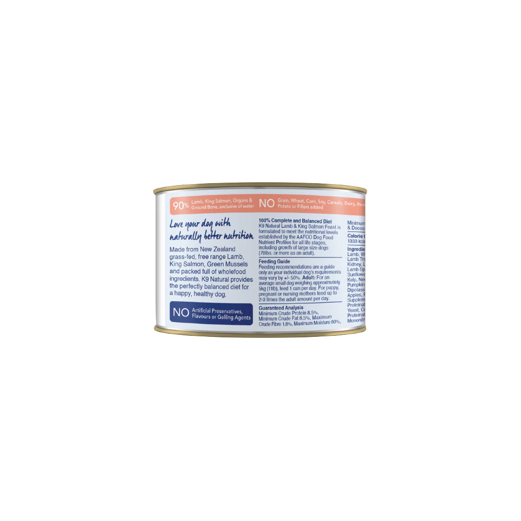 K9 Natural Canned Dog Food - Lamb & King Salmon Feast