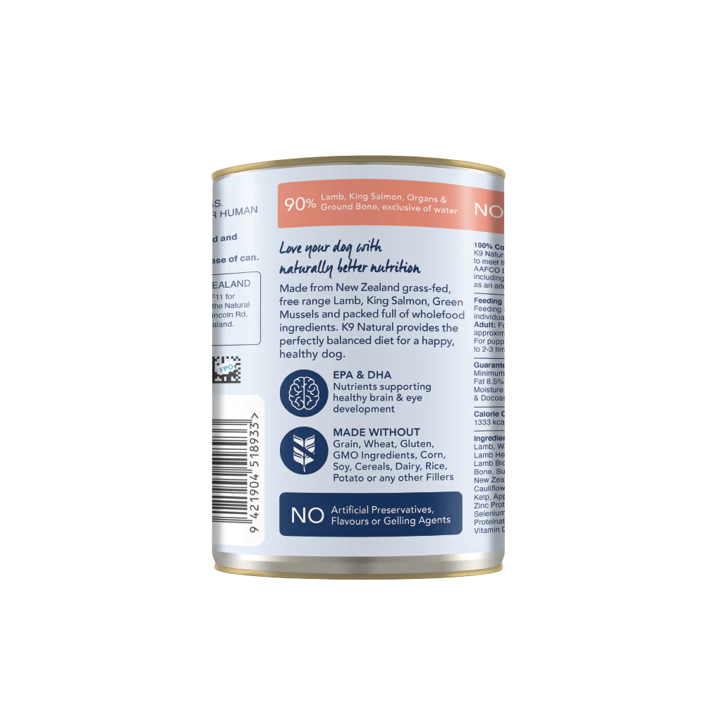 K9 Natural Canned Dog Food - Lamb & King Salmon Feast