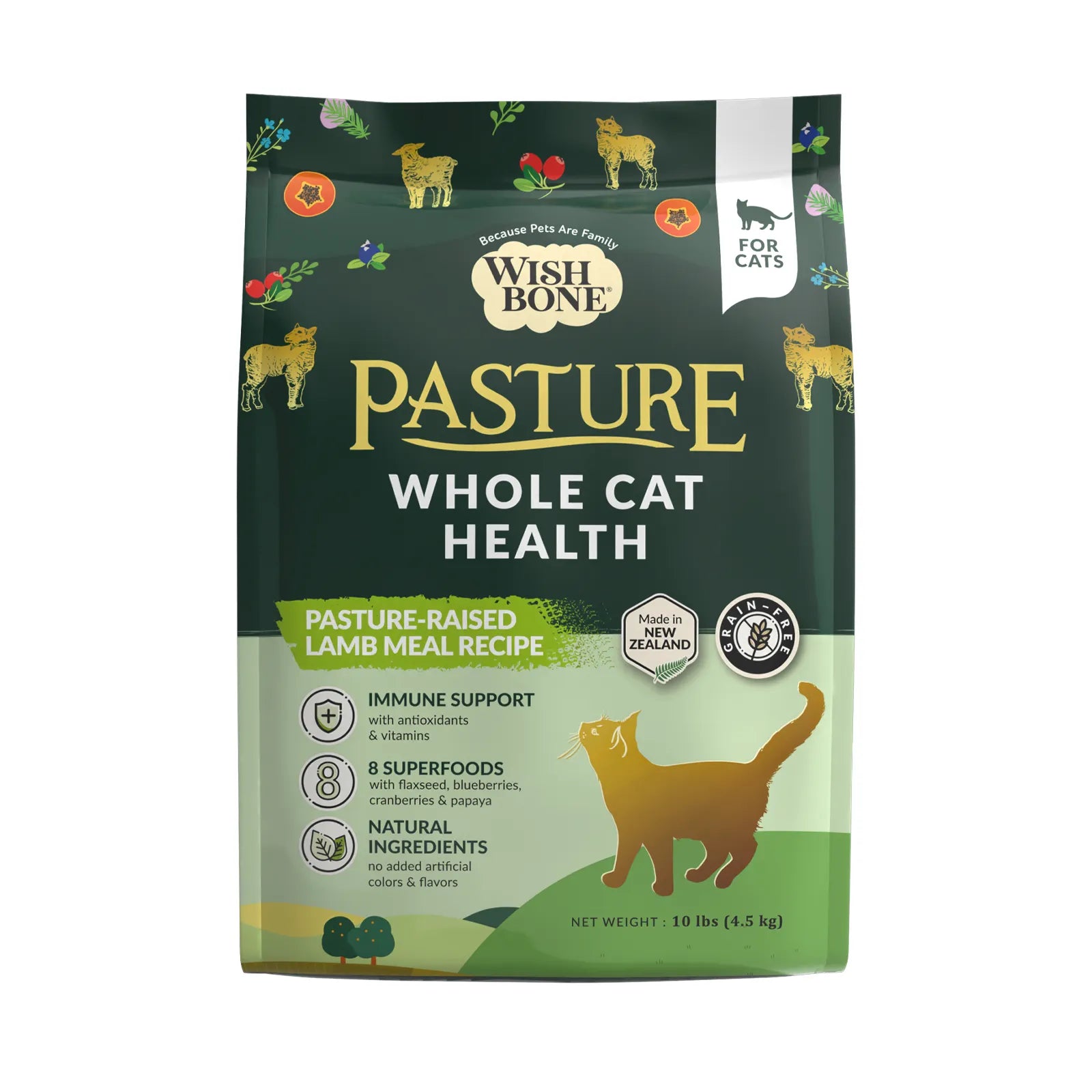 Wishbone Pasture Whole Cat Health (Grass-fed, Pasture-raised New Zealand Lamb) – All Life Stages 