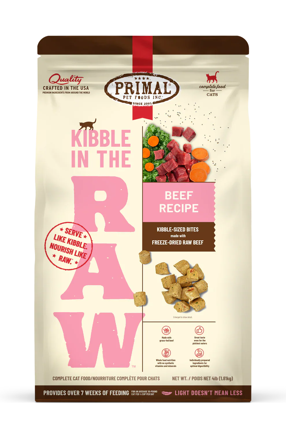 Primal - Kibble in the Raw Cat Food - Beef Recipe