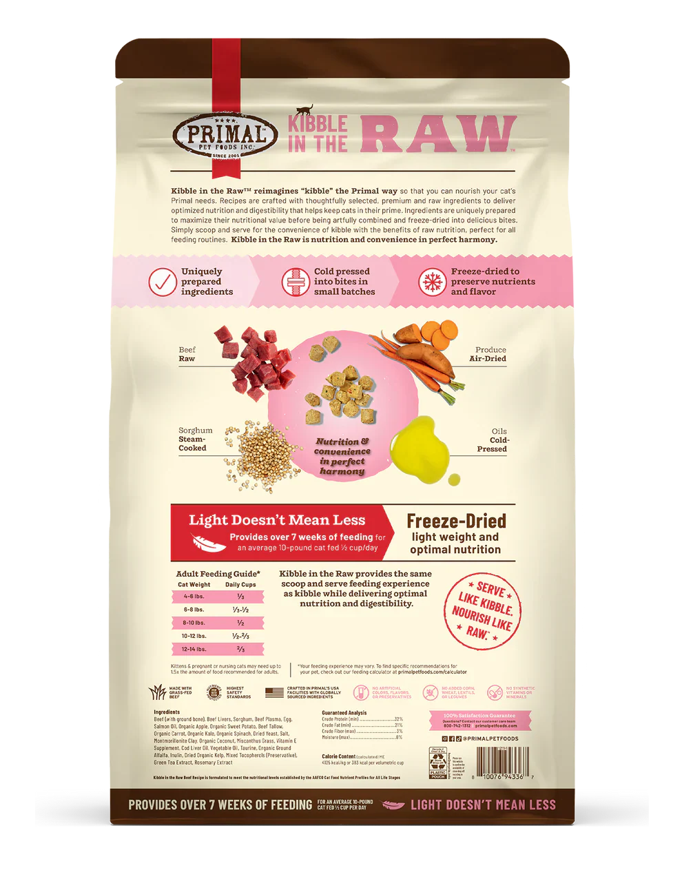 Primal - Kibble in the Raw Cat Food - Beef Recipe