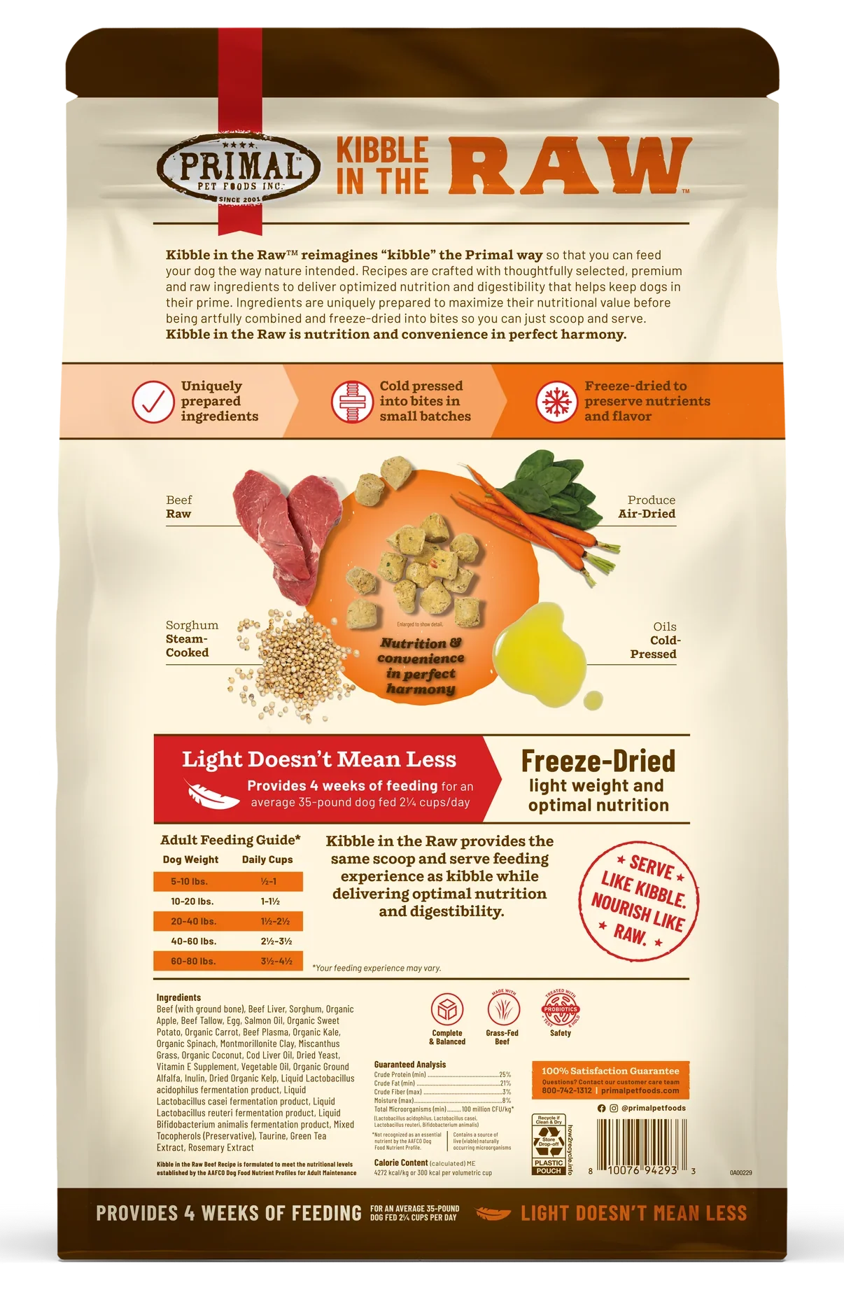 Primal - Kibble in the Raw Dog Food - Beef Recipe