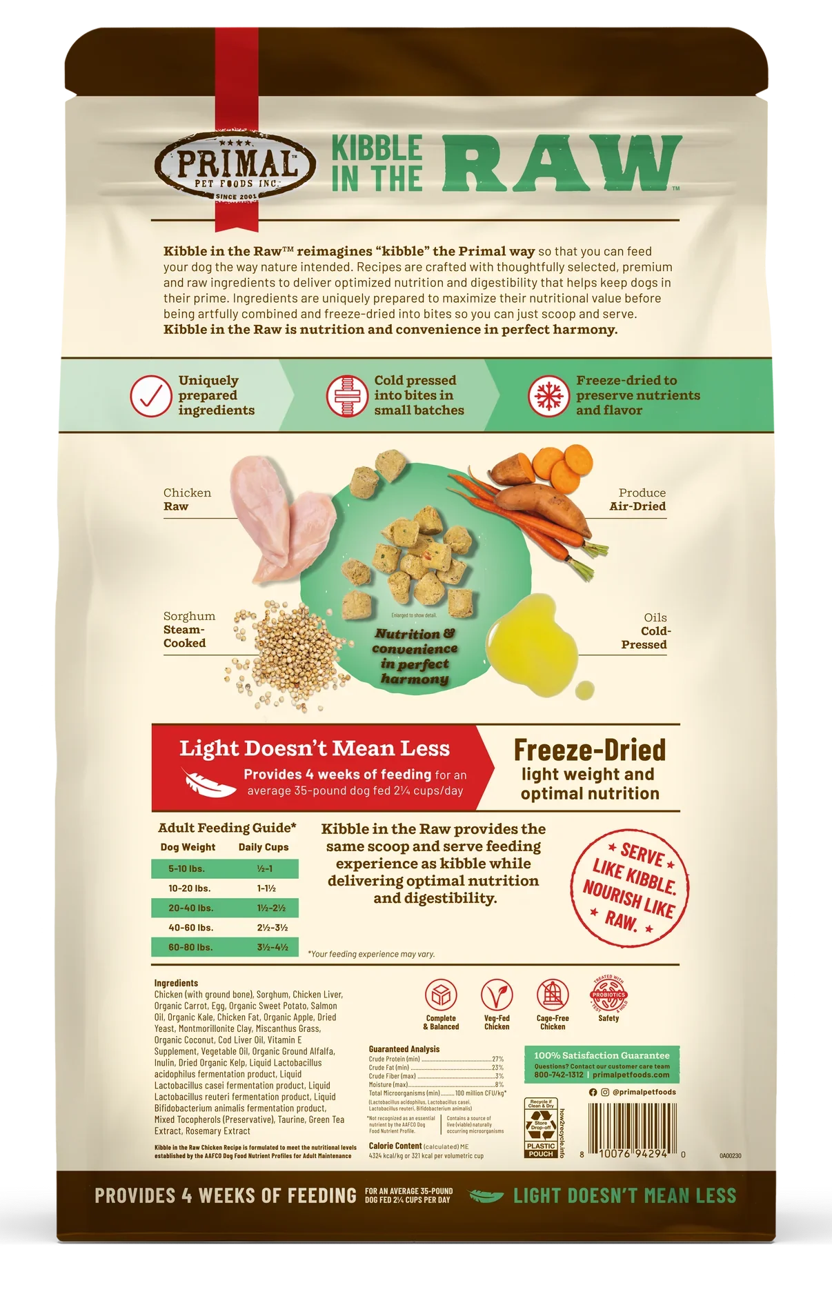 Primal - Kibble in the Raw Dog Food - Chicken Recipe