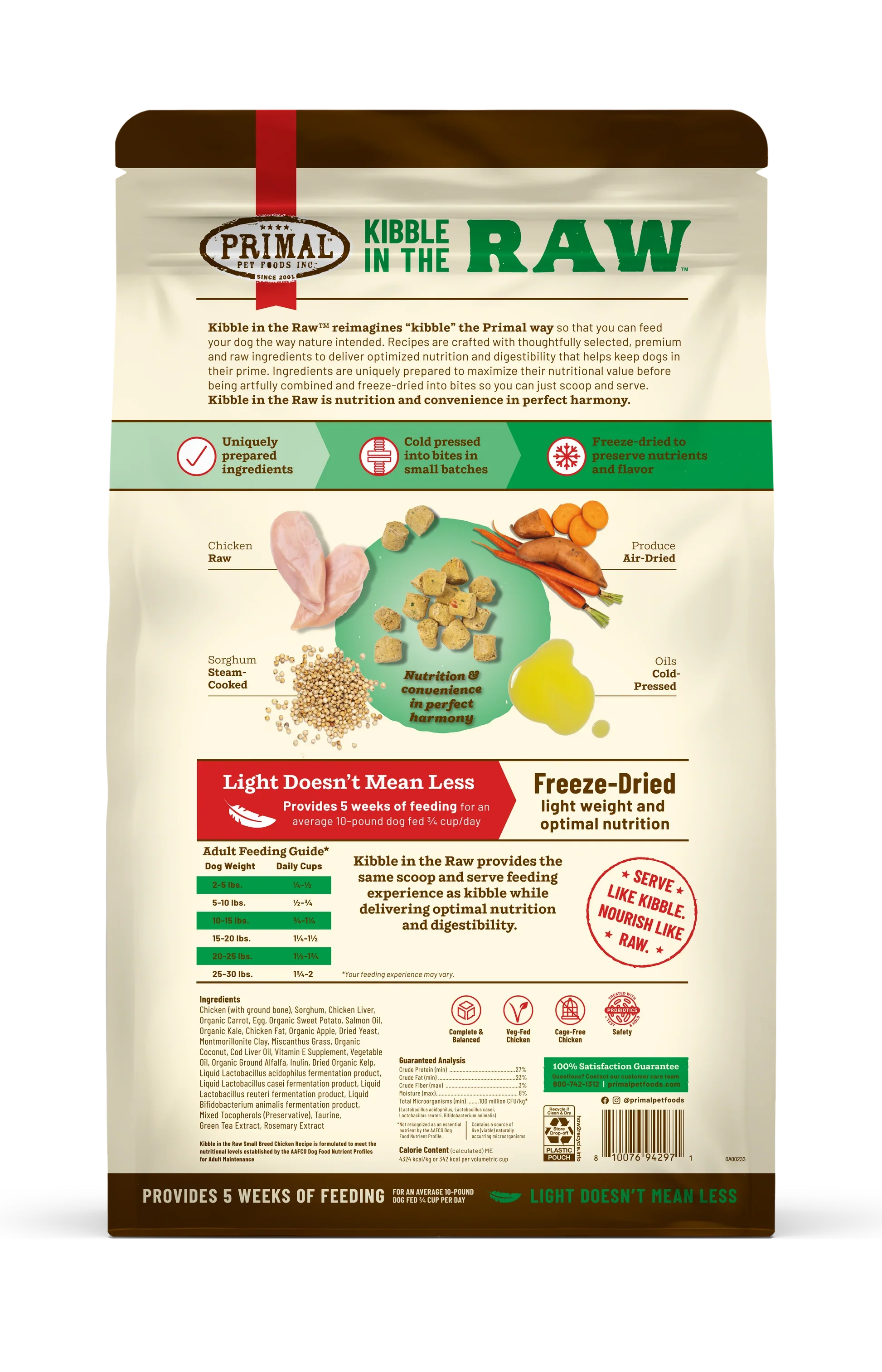 Primal - Kibble in the Raw Dog Food - Small Breed Chicken Recipe
