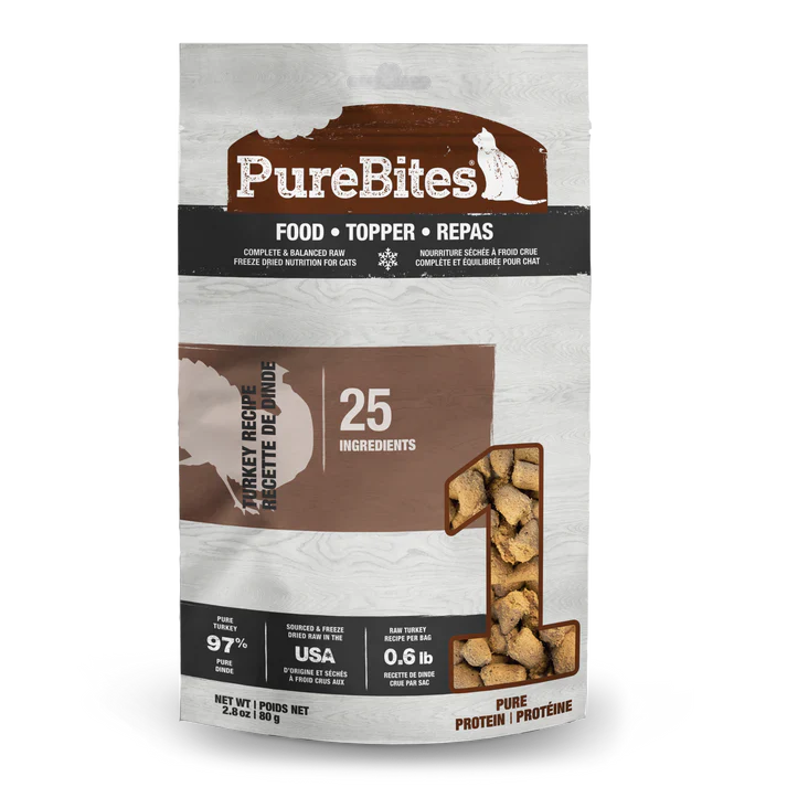 PureBites Freeze Dried Food Toppers For Cats - Turkey 80g