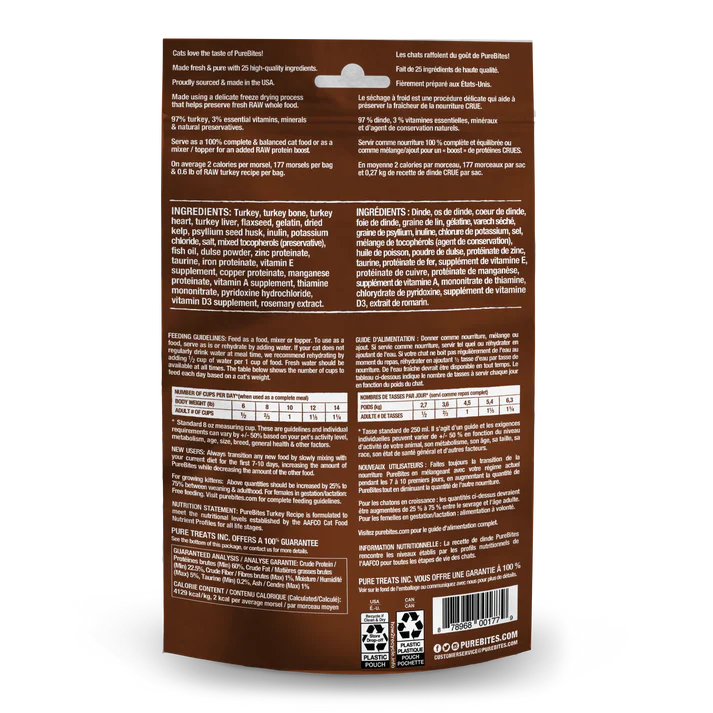 PureBites Freeze Dried Food Toppers For Cats - Turkey 80g