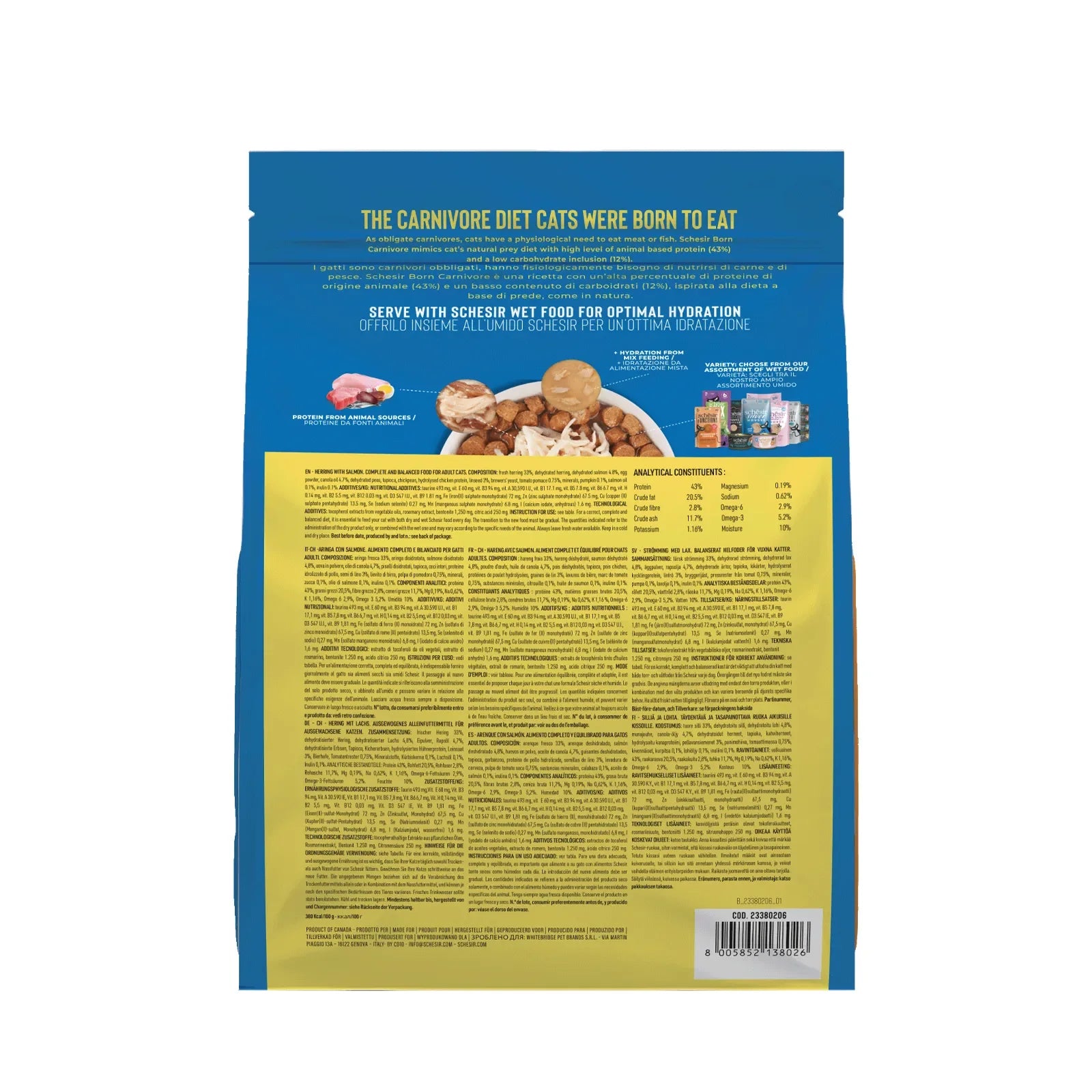 Schesir - Born Carnivore Adult Cat Food - Herring & Salmon