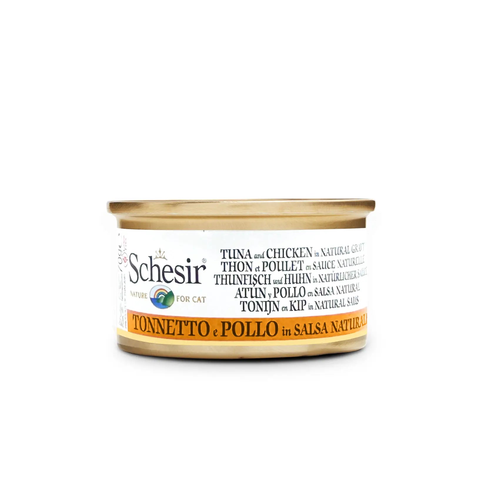 Schesir - Complementary Grain Free Wet Food for Adult Cats - Tuna and Chicken in Natural Gravy 70g