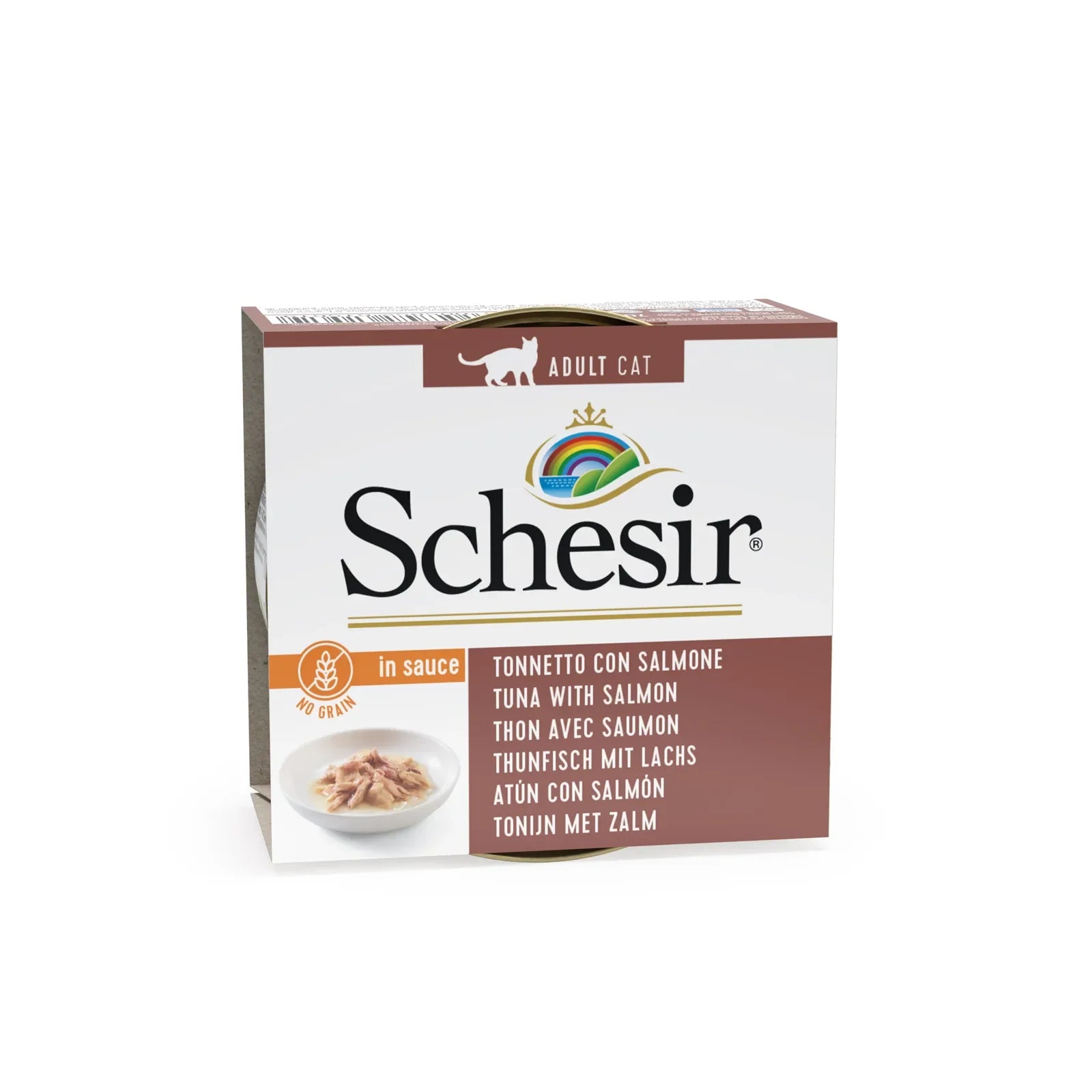Schesir - Complementary Grain Free Wet Food for Adult Cats - Tuna with Salmon in Natural Gravy 70g