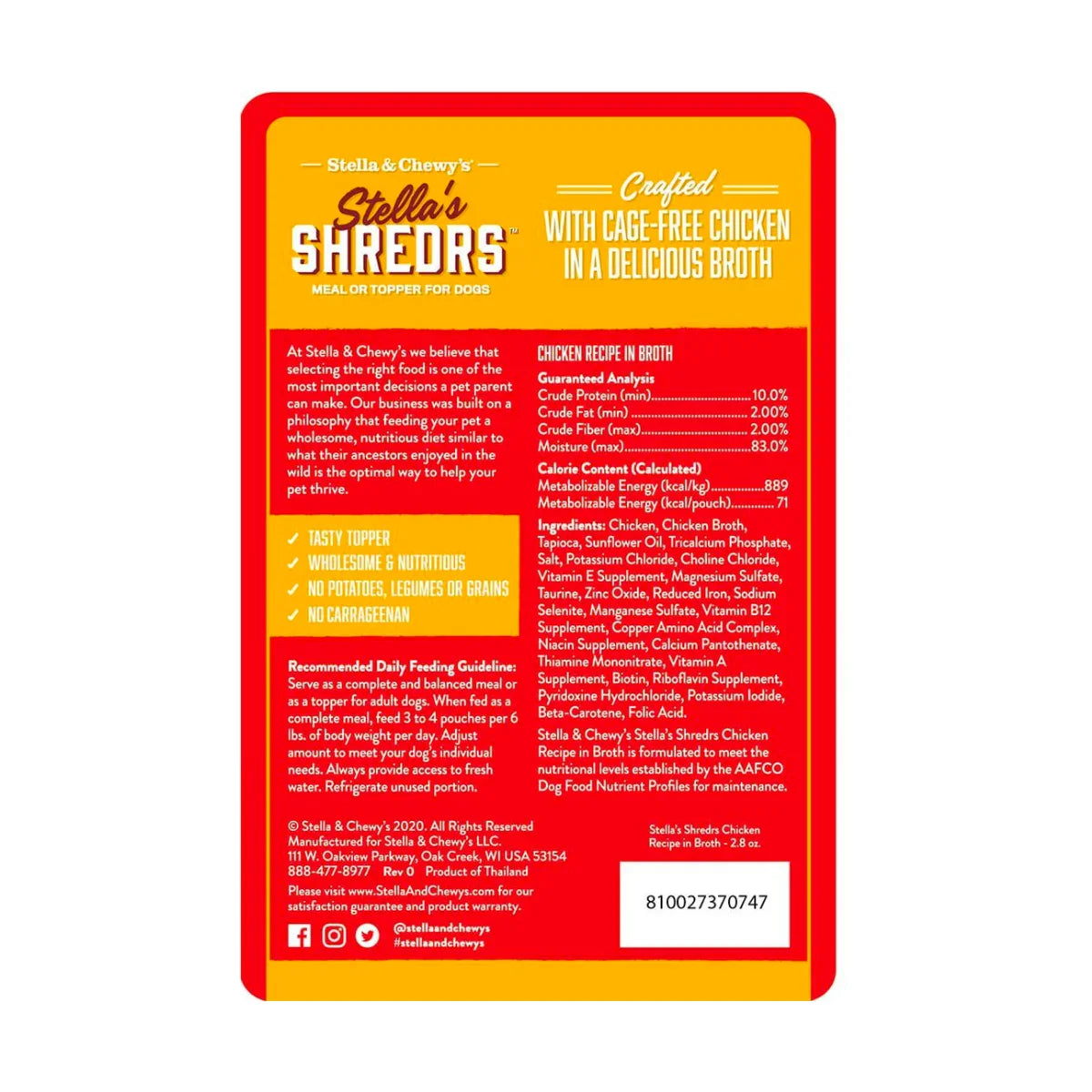 Stella & Chewy's - Stella's Shredrs For Dogs - Chicken Recipe in Broth 2.8oz [EXP: 23 SEP 2025]
