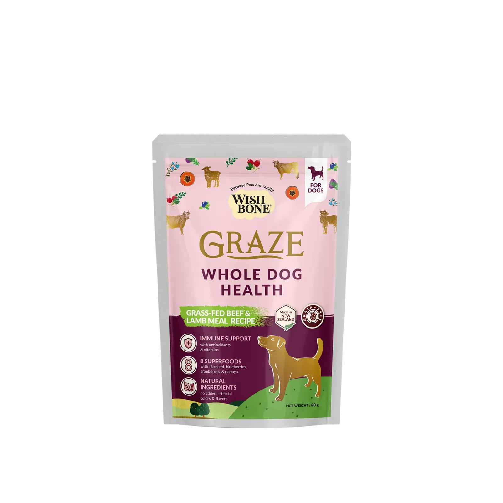 Wishbone Graze Whole Dog Health (Free-range, Grass-fed New Zealand Beef) – For Adult Dogs